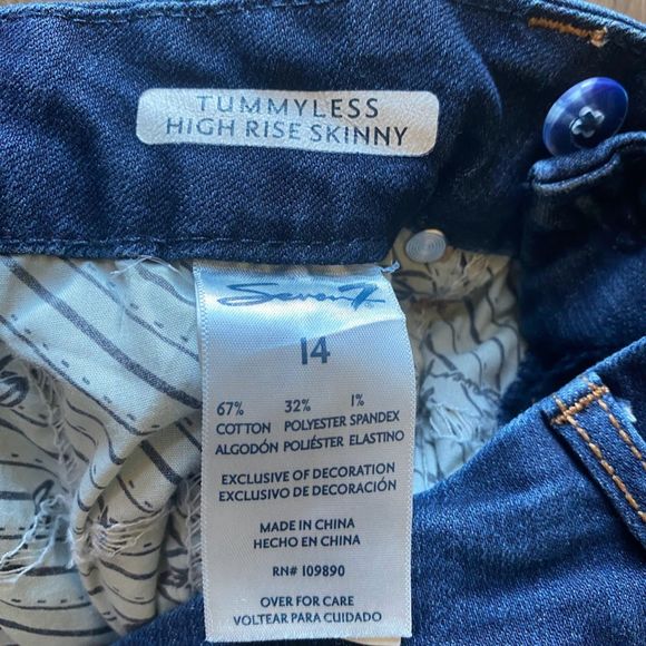 Seven 7  Women's Blue High Rise Tummyless Skinny Jeans 14 - Picture 6 of 6